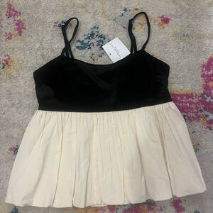 American Eagle Outfitters Black and Cream Tank Top